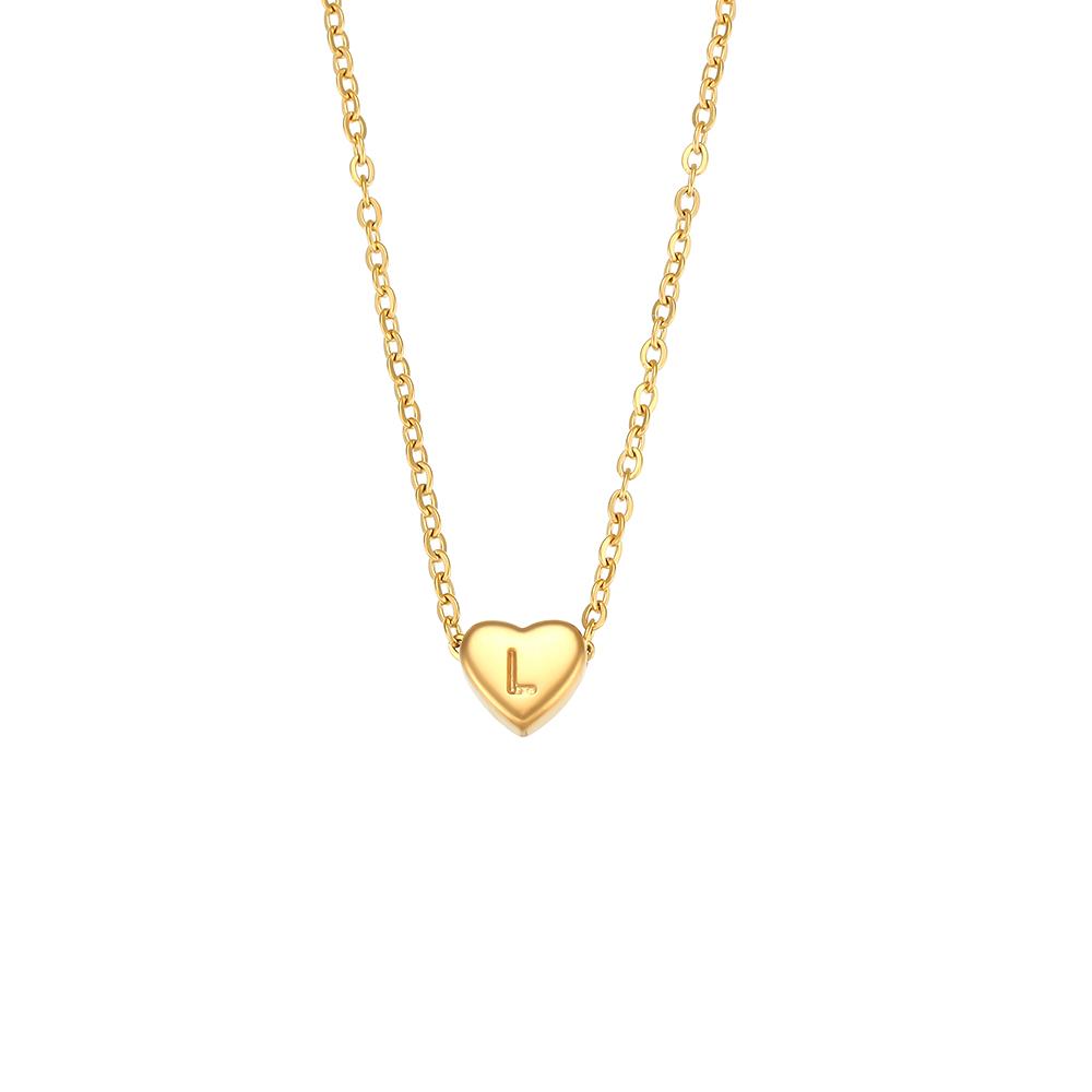 Collier Initial d'Amour Minimaliste pour Femme Bijoux Acier Inoxydable Plaqué Or 18 carats Mini Pendentif en Forme de Cœur Lettre