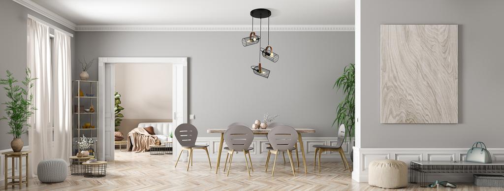 Lampa Wisząca Antoin 3 E27 Czarny Italux Pnd-2445-3-Bk
