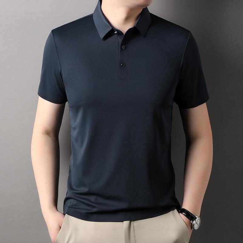 

Сплошная цветная бесшовная мужская футболка из ледяного шелка с короткими рукавами, летняя новая стильная повседневная тонкая свободная рубашка для мужчин молодого и среднего возраста 3XL