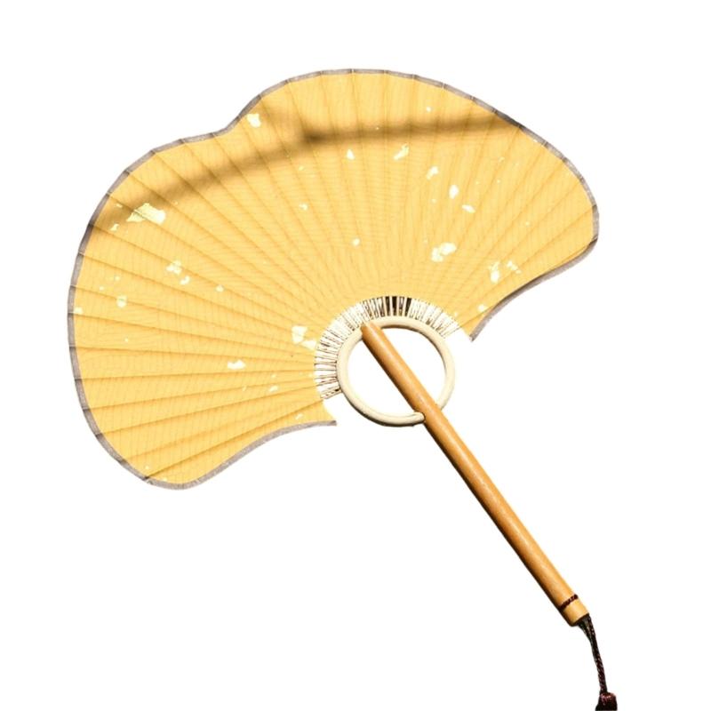 Ginkgos Rice Paper Fan Chinese Styles Hand Fan Handheld Cooling Fan for Wedding Party Dance Photo Props Home Decorations