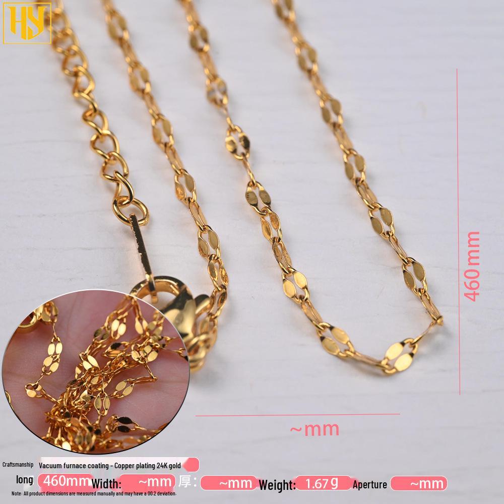 Copper-Plated 24K Gold Necklace with O-ring, Cuban, Beaded, Cross Chains & Vacuum Electroplated Jewelry Accessories