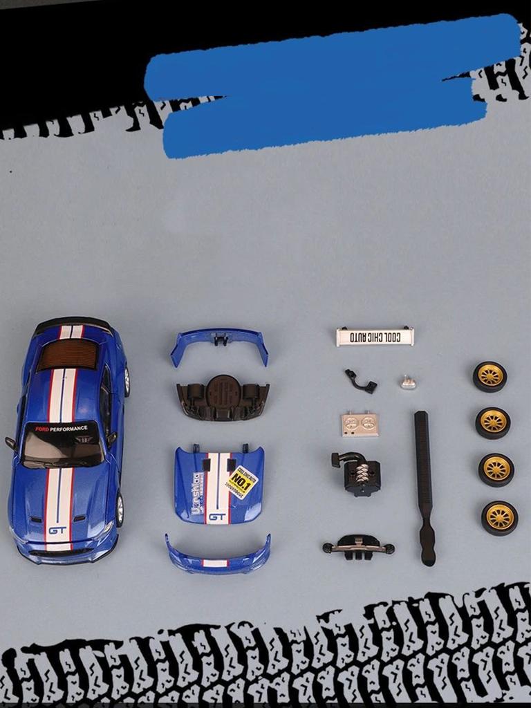 LLB4 CCA 1:42 Ford Mustang GT 2018 Assembled Model Car, Zinc Alloy Metal Ornament, Collectible Gift Car