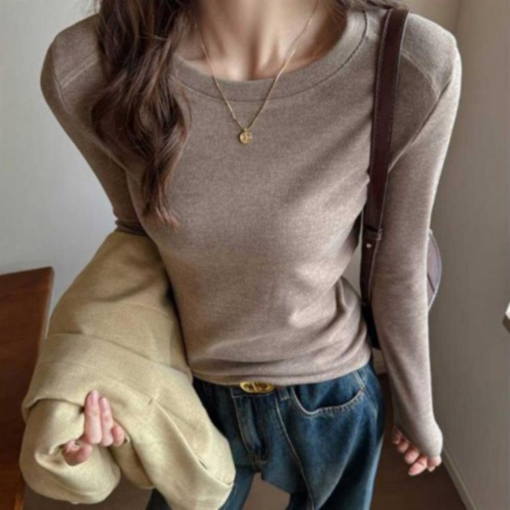 New ArrivalS Open Run Women S Slim FiT Round Neck Long Sleeve Ribbed T ShirT