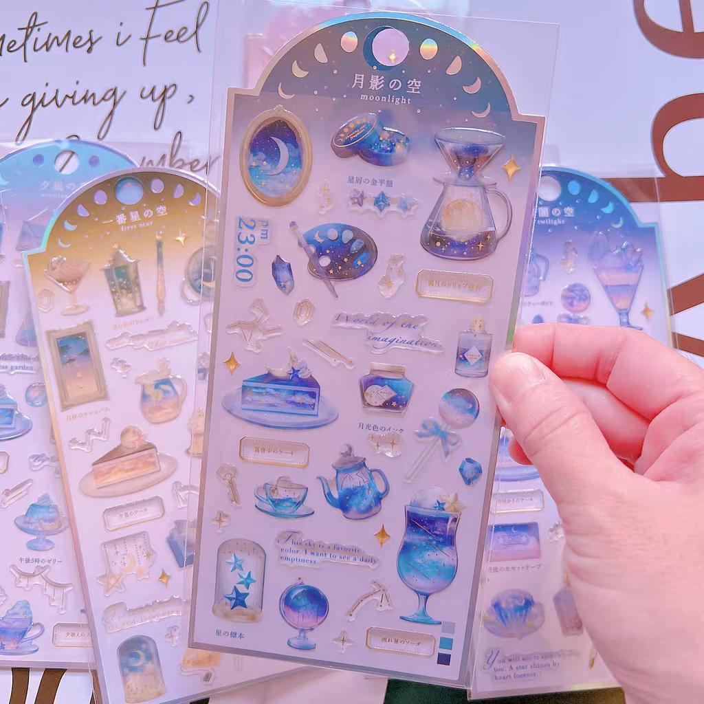 3 pcs/6 pcs Wonderful Starry Sky Time Gilding Stickers Scrapbooking Diy Journal Stationery Sticker Deco School Supplies Gift