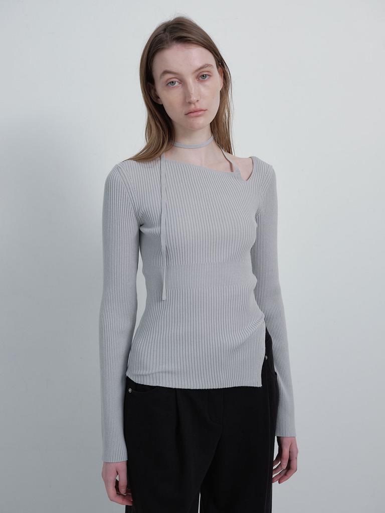 Leibeu Unbalance Strap Ribbed Knit Top Vk6Sp253_2Color