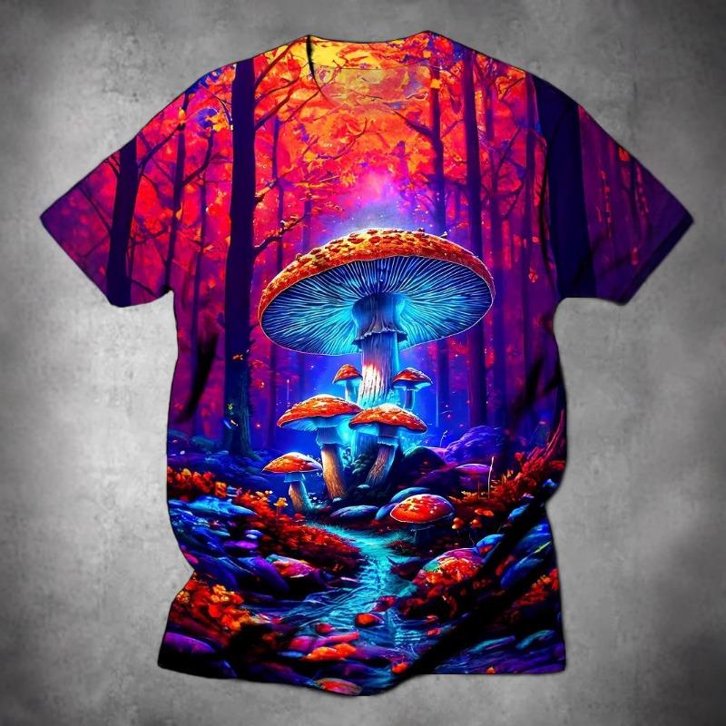 Colorful Mushroom Pattern T-Shirts 3D Print Men's O-Neck Short Sleeve T Shirt Harajuku Oversized Casual Tees Kids Tops Clothing