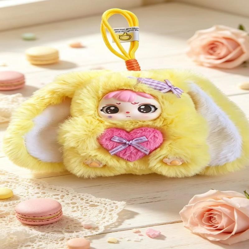 Cute Plush Bunny Pendant With Kawaii Vinyl Doll Face Doll Soft Fluffy Cute Pendant Hanging Surprise Gift