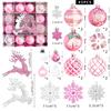 45Pcs Christmas Ball Set Luxury Xmas Balls With Snowflakes And Reindeer Christmas Tree Ornaments For Xmas Party Home Decoration