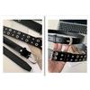 PU Leather Punk Waist Belt with Star Rivets And Double Buckles Holes For Daily Wear and Theme Occasion Dressingup Props