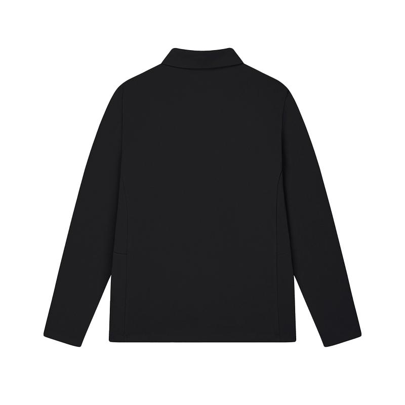 FILA White Series Logo Comfortable Fashion Casual Long Sleeve Polo Shirt Men tops Black F11M513201F-BK