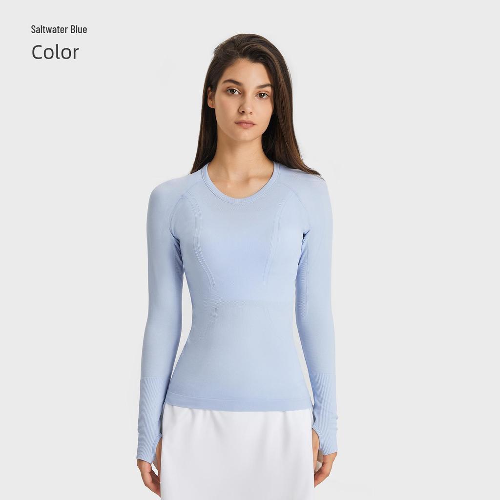 Women's Seamless Long Sleeve Yoga Top – Comfortable, Breathable, Tight-Fitting, Slimming Fitness Wear