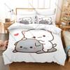 Personality Adorable Peach And Goma Cat Bedding Set New Sweet Couple Printed Duvet Cover Soft Bed Set For Girls Kids Room