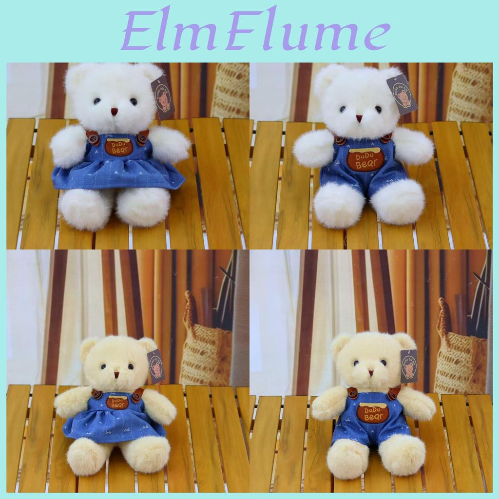 Teddy Bear Plush Toy With Denim Outfit For Couples And Gift Giving