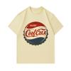 Men's 100% Cotton Crew Neck Short Sleeve T-Shirt, Retro Vintage Cool Cola Bottle Cap Pattern Printed Casual Comfortable Daily Wear Top for Summer Dail