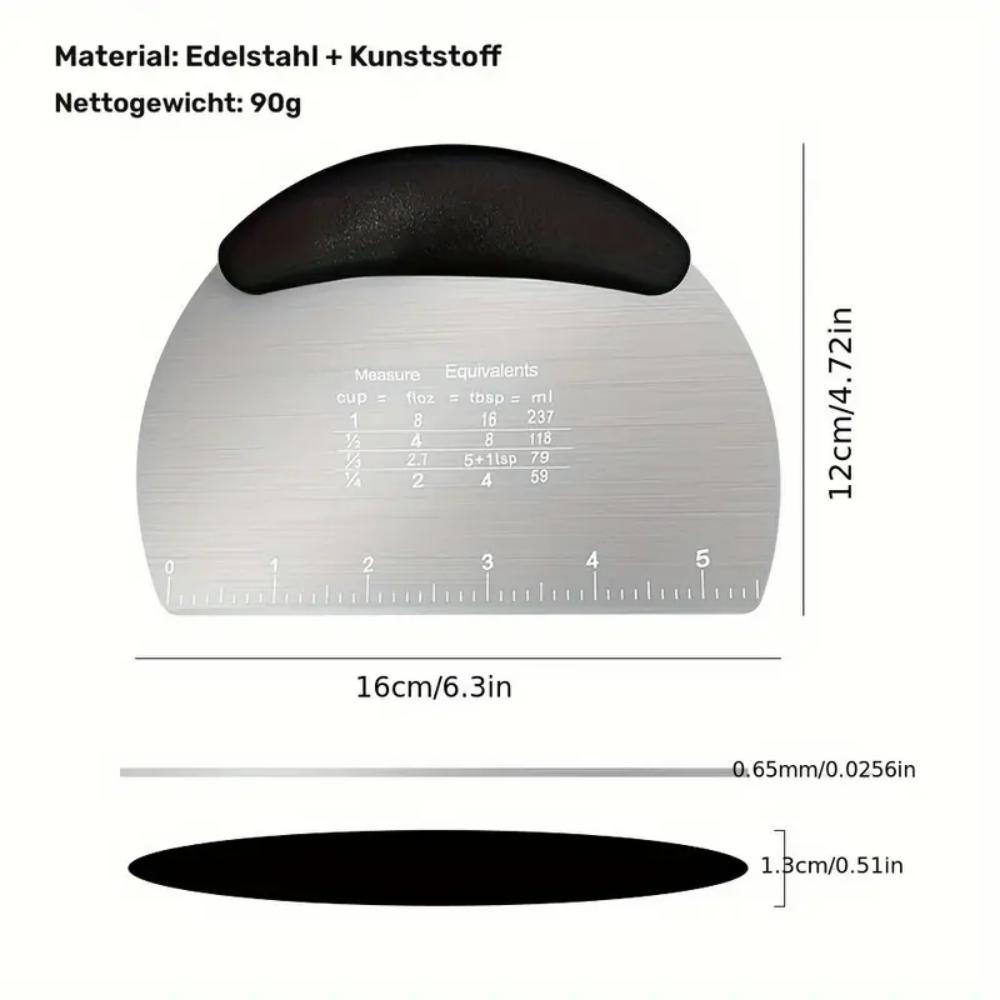 Nerezový kráječ na těsto, nerezová škrabka na těsto, multifunkční kráječ na těsto, pekařská pomůcka pro měření a c