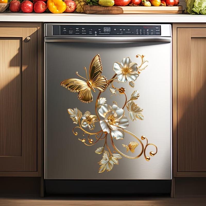 Kühlschrankaufkleber Küche Blumen-Tier-Design Abnehmbar Klebend Spülmaschinen-Aufkleber Wasserdicht Dekorative Kunst
