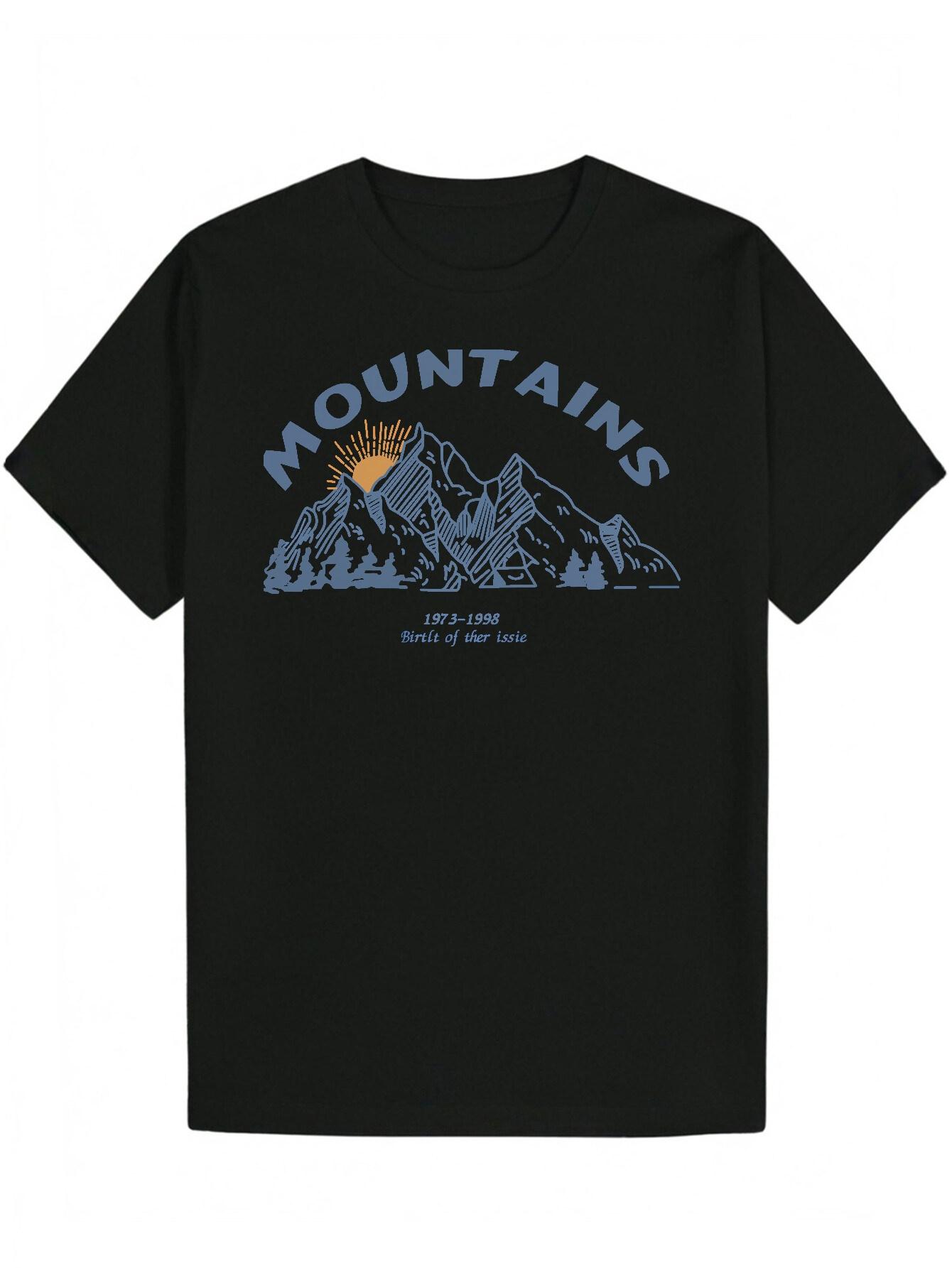 

Casual Summer Graphic T-shirt - Mountains Sunset Design XXL