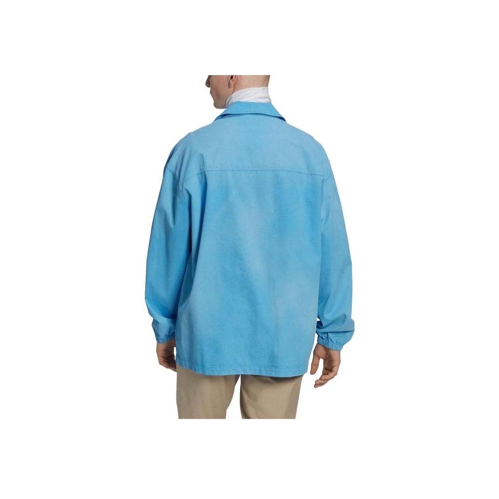 Adidas Originals Loose Fit Logo Print Long Sleeve Jacket Men jackets Blue HK7512