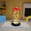 1 Set Light Up Wedding Galaxy Rose Decor Artificial Flowers Led Red Rose Valentine'S Day Gift Rose In Acrylic Cover Stand