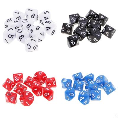 40 Pieces D10 10 Sided Polyhedral for Games Multicolor