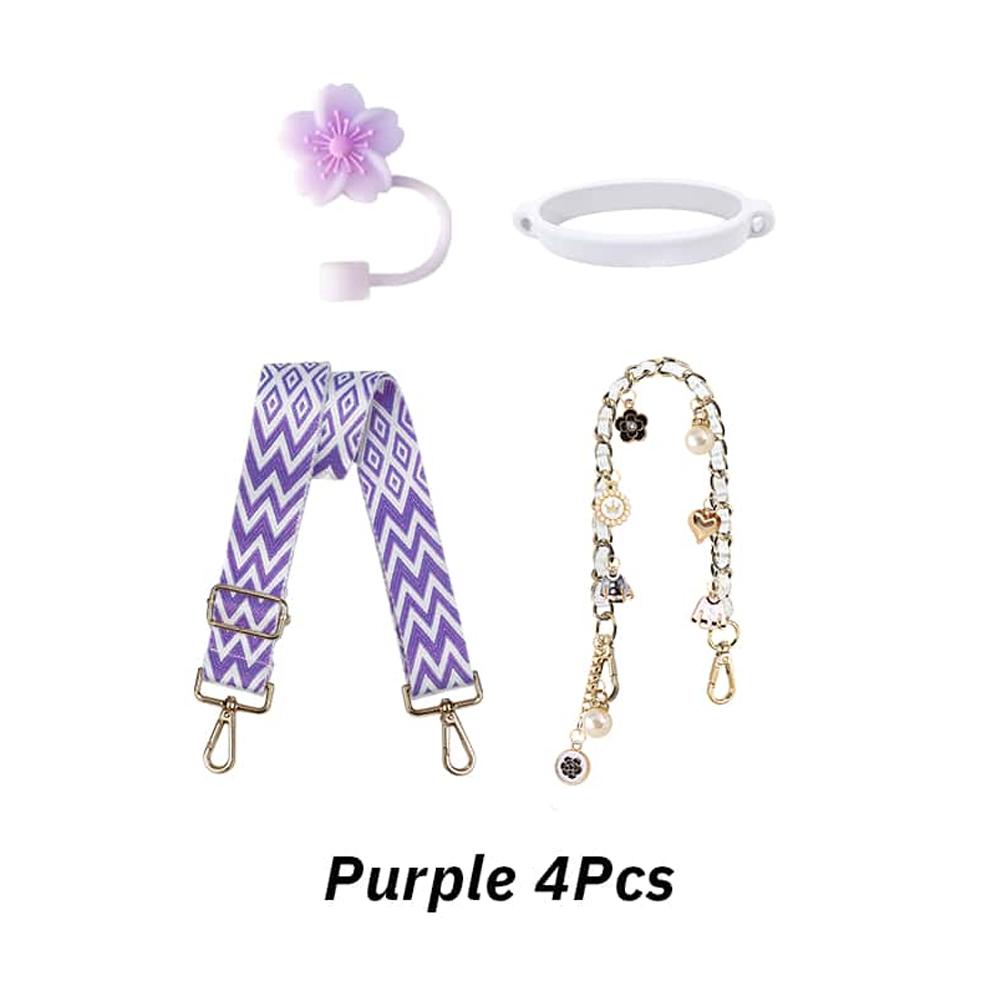 4-piece water bottle set, strap, carrying rope, straw cover, fixing buckle, handle for Stanley Cup 40/30/20 OZ water bottle