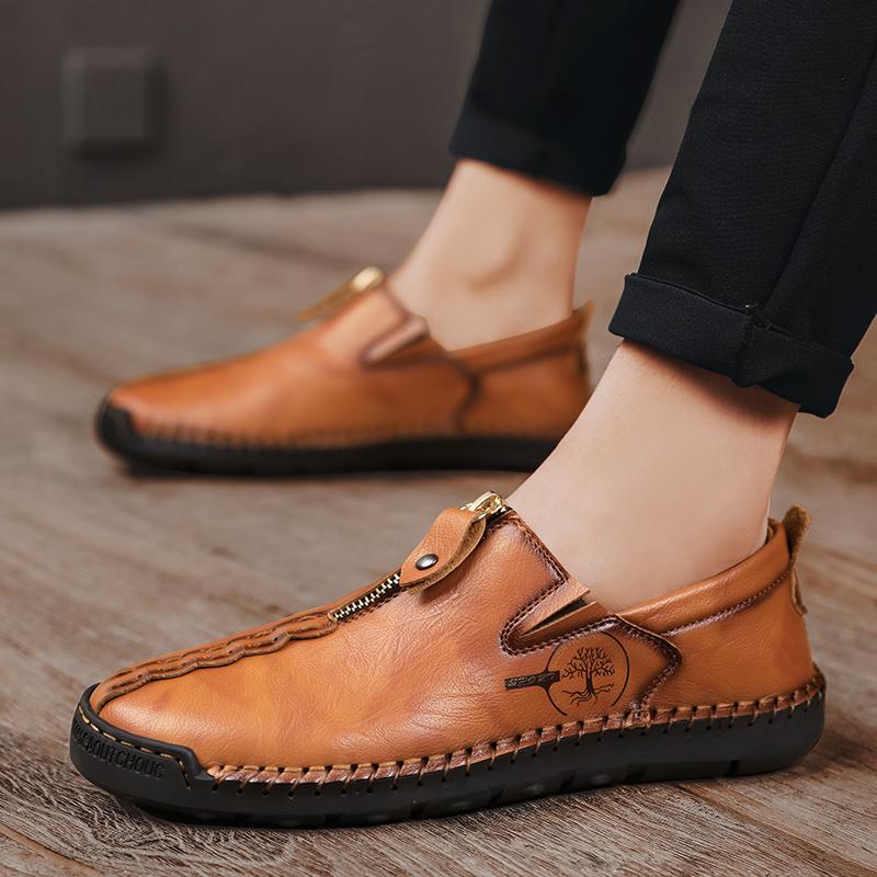 Handmade Leather Casual Men Shoes Design Sneakers Men Comfortable Leather Men Loafers Hot Sale Moccasins Driving Shoes Size 48