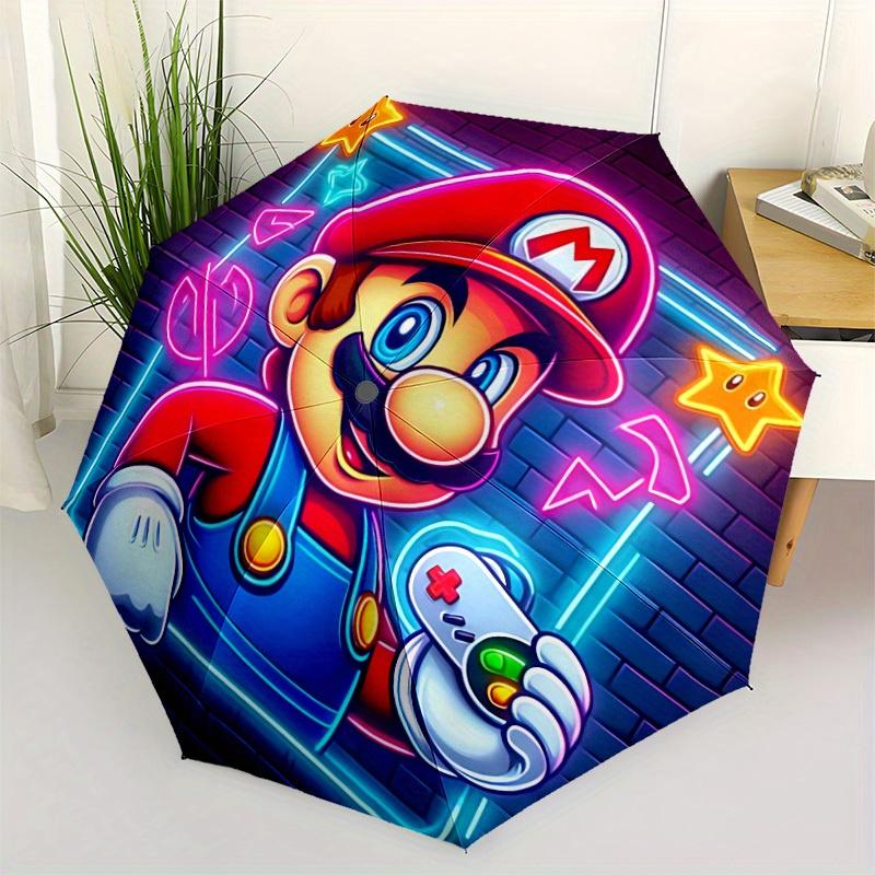 1pc Mario Gaming Automatic Folding Umbrella - Lightweight, Retractable Design with 8-Rib Durability, Perfect for Outdoor70