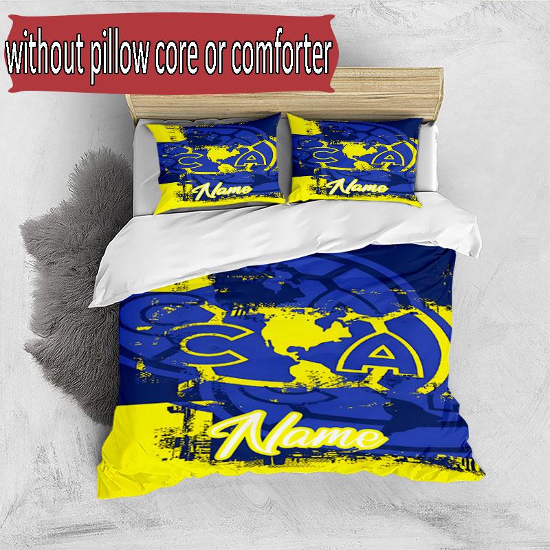3pcs Duvet Cover Set (1*Duvet Cover + 2*Pillowcase, Without Core), Custom Name Club America Pattern Bedding Set, Home Bedroom Decor Gift