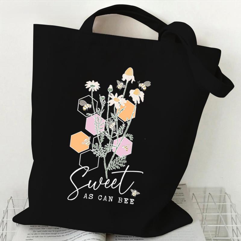 Borsa a Tote in Tela Girasole e Ape Versatile Borsa a Spalla da Sottobraccio per Lavoro Scuola Pendolarismo