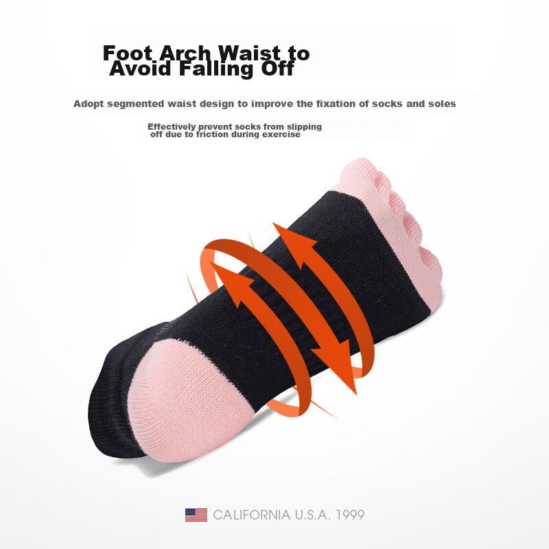 TFO Competition-Grade Outdoor Five-Toe Socks, Hiking Socks, Sports Running Toe-Separated Socks 2202401, Women's Pink