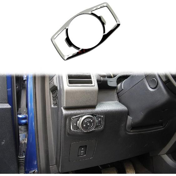 

Chrome Inner Headlight & Fog Switch Panel Cover Trim for 2015-2020 Ford F150 - Push Button Actuator - Manual Operation - Chrome Color