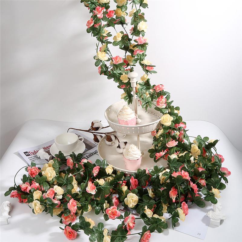 Kaufe 2,5 m/8,2 ft knstliche Blumen Seidenblumen Rosenblatt Girlande Rebe  Efeu fr Hochzeit Garten Dekoration 6 Stck zum Preis ab 12 | Joom