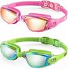 Aegend Swim Goggles 2-Pack No Leaking Anti-Fog UV Protection Mirrored Adult Men Women Wide View Outdoor
