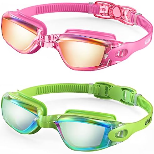 Aegend Swim Goggles 2-Pack No Leaking Anti-Fog UV Protection Mirrored Adult Men Women Wide View Outdoor