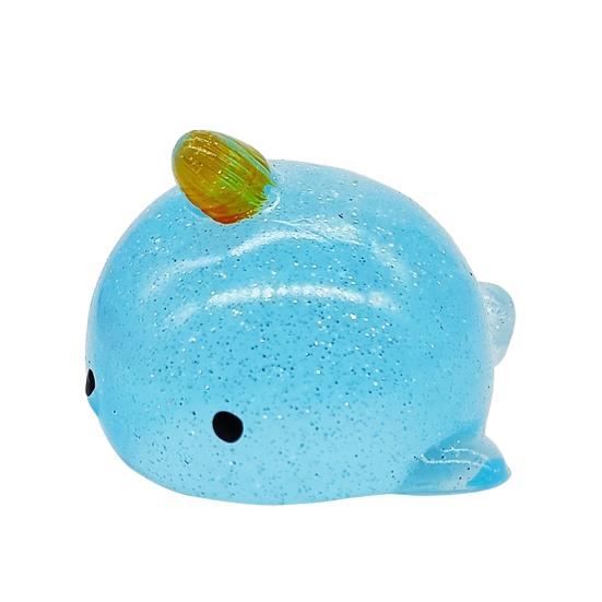 Mini Glitter Animal Squeeze Toy, Whale Hedgehog Dolphin Crab Rabbit Pinch Toy, Anxiety Relief Stretchy Stress Ball, Party Favors синий