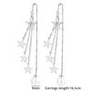 Korean Fashion Long Thread Round Drop Earring Female Gold Silver Color Stainless Steel Chain Earrings for Women Jewelry Gift