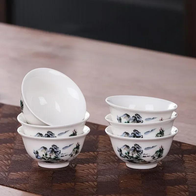 6Pcs/set Hand-painted Landscape Painting Teacup Chinese Teaware Supplies Handmade Boutique Master Cup Tea Ceremony Accessories