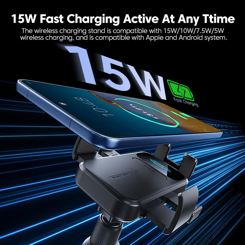 UYUXIO Air Vent Car Phone Holder Manual Clamp Wireless Car Charger 15W Fast Charging Adapter for iPhone Samsung Android Phones