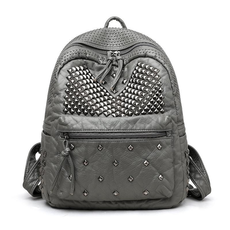 Nietenverzierter Rucksack Modischer Punk-Stil Rucksack für Damen Lässiger täglicher Gebrauch Leichter Rucksack mit Nieten für den täglichen Weg zur Arbeit, Schule und Reisen