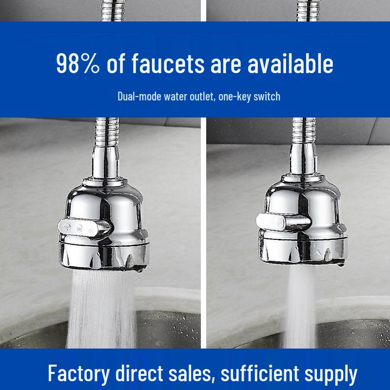 Universal Rotating Kitchen Faucet Extender with Water Saver and Anti-Splash Aerator