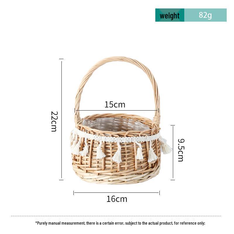 Willow Woven Princess Handbag: Floral Basket, Wedding Gift, and Pastoral Flower Arrangement Souvenir