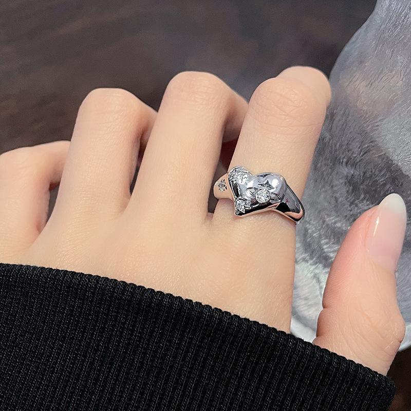 Neues Nischendesign Liebe Stern Schmetterling Öffnungsring Licht Luxus Hoher Sinn Kalter Wind Zirkonring