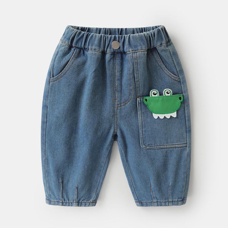 

Весенняя и осенняя детская одежда Новые повседневные джинсы для активного отдыха 120cm джинсовый синий