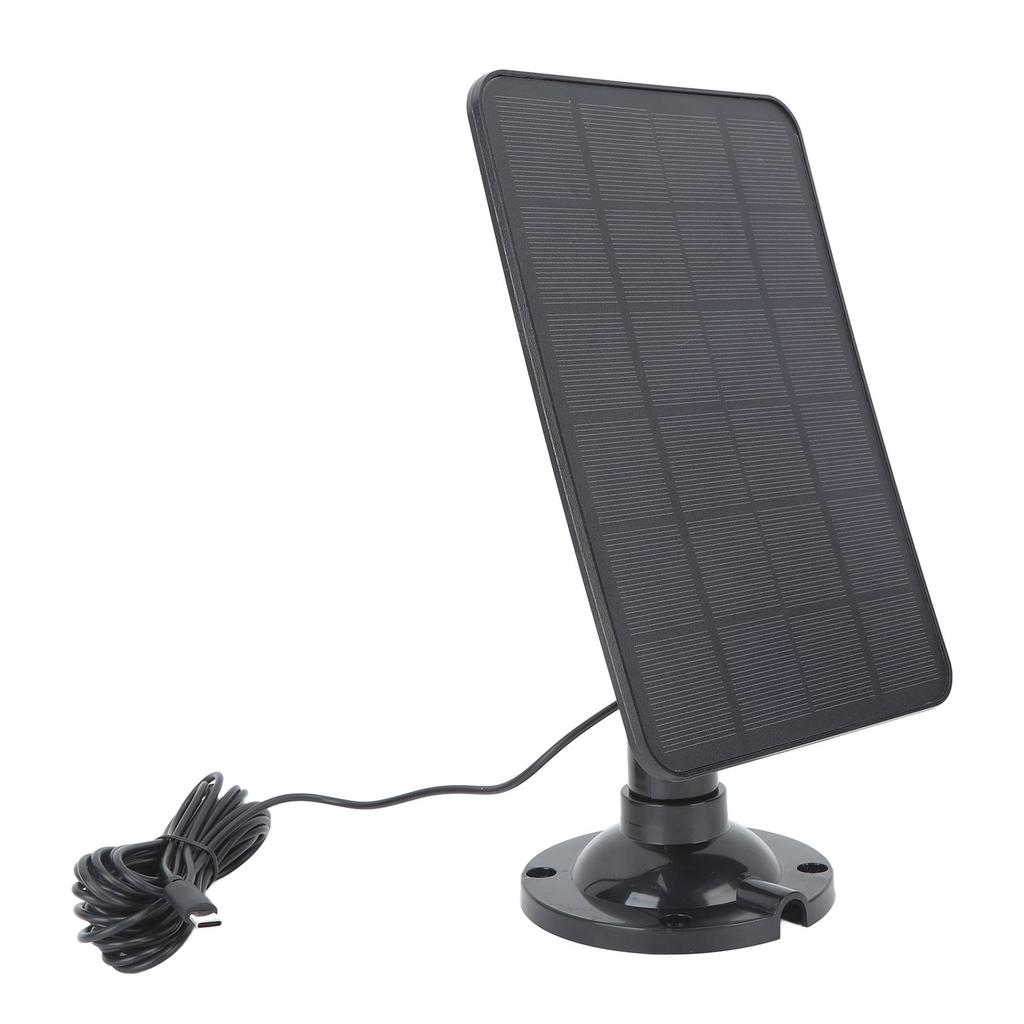 10W 5V Solar Panel for Wireless Outdoor Security Camera IP65 Waterproof Monocrystalline Silicon Solar Charger Type C Black