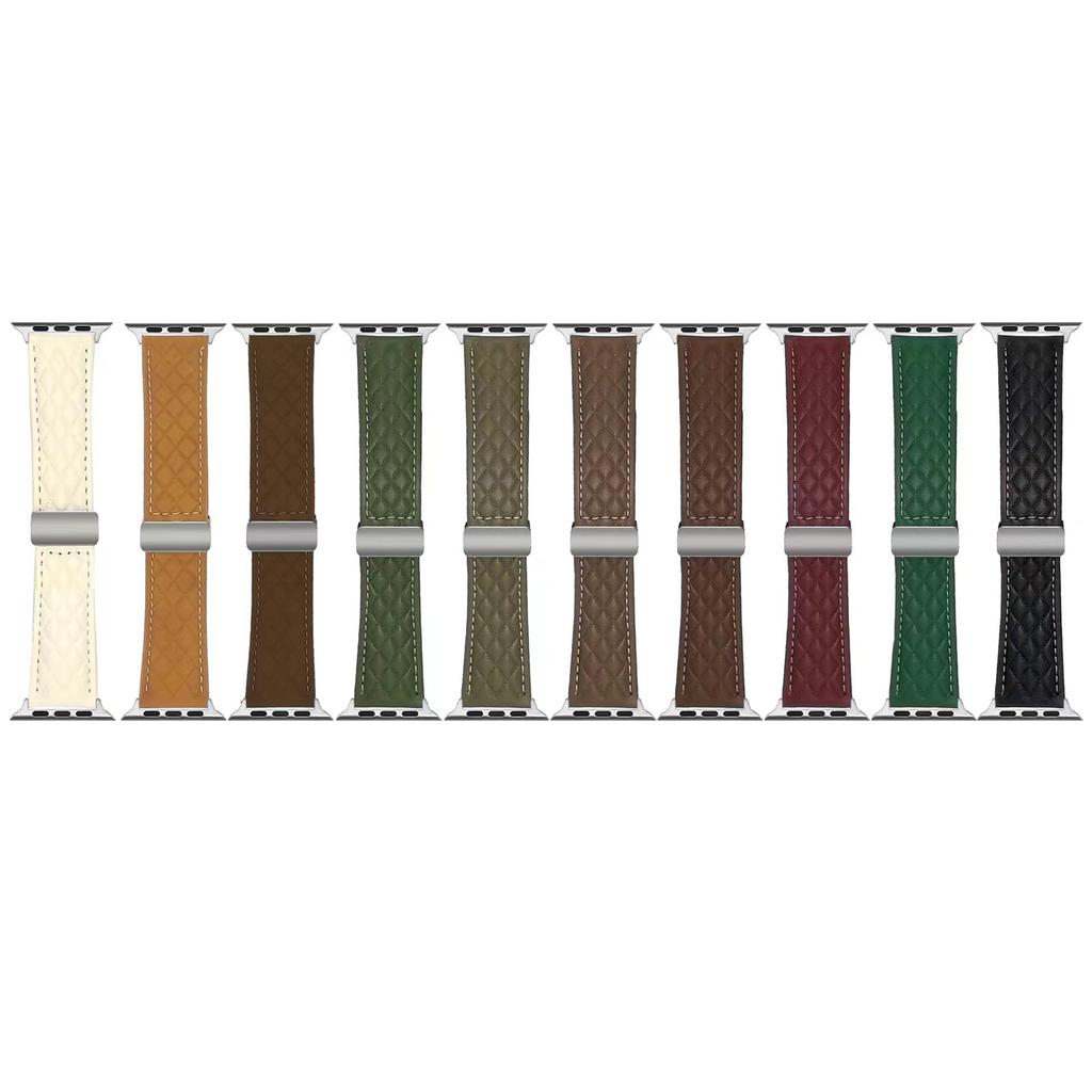 Watch Band For Apple Watch Series 10 Ultra 9 8 7 SE 6 5 4 3 2 1 46mm 49mm 45mm 44mm 42mm Magnetic Starlight Buckle Leather Strap