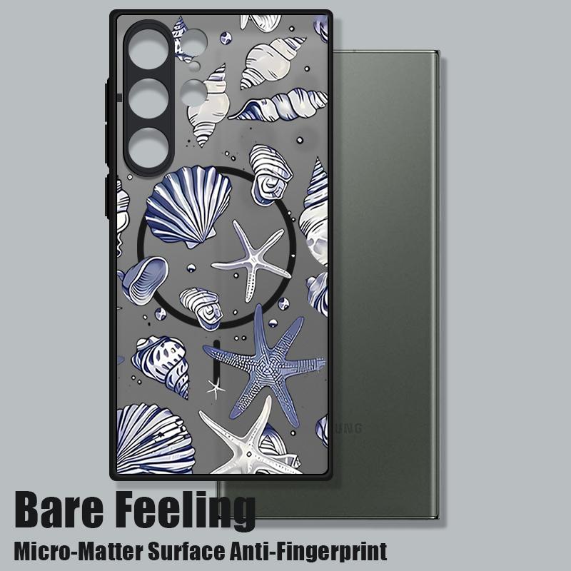 Magnetic Phone Case For Samsung Galaxy S25 Edge S24 S23 Ultra S22 Plus S21 S20 S24 FE For Magsafe Sea Turtles Whales Matte Cover