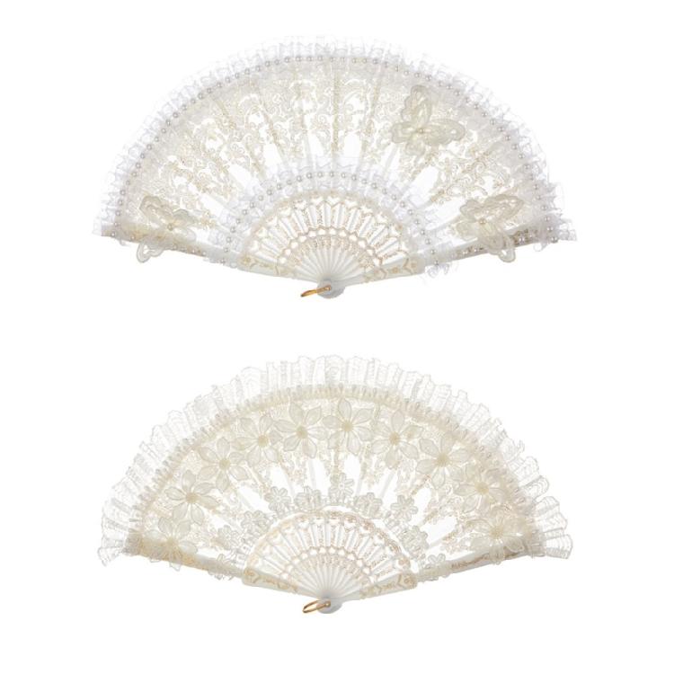 Multifunctional Lace Folding Fan Durable Plastic Frame Costume Party Wedding Decoration Accessory