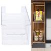 Food Storage Organizer Bins Clear Plastic Bins with 3 Removable Dividers for Pantry Kitchen Fridge Cabinet Organization