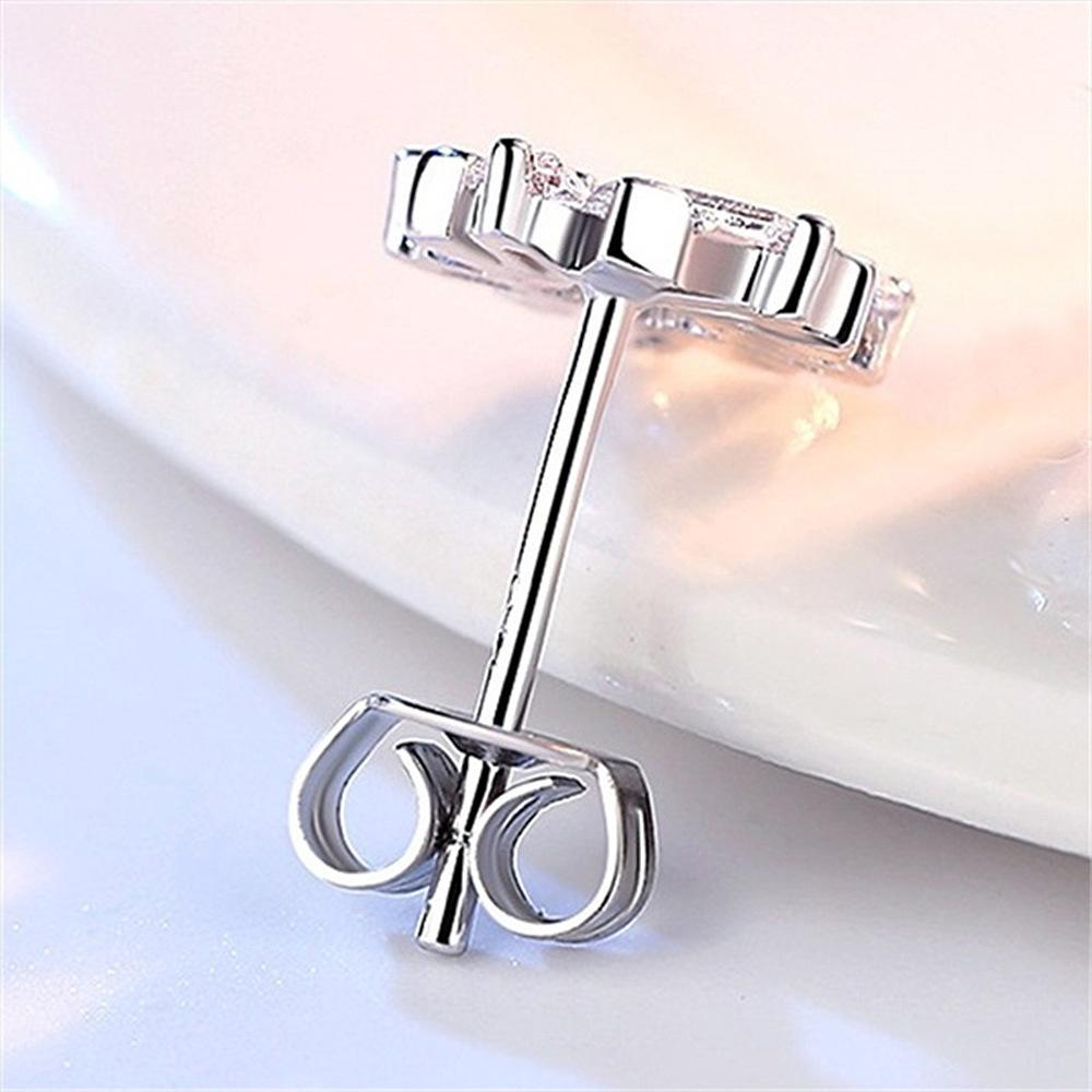 Exquisite Flower Zircon Stud Earrings for Women Geometric Rhinestone Silver Needle Earring Girl Party Birthday Gifts