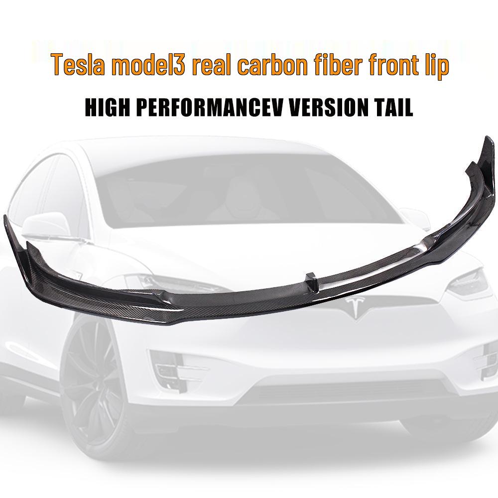 Tesla Model 3 Front Lip Spoiler, Real Carbon Fiber, Anti-Collision.